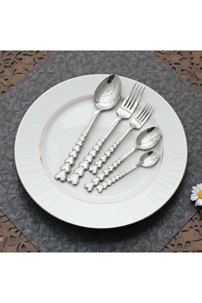 Gül Mutfak 60 Piece Cutlery Set for 12 People 18/0 Quality Heart Model