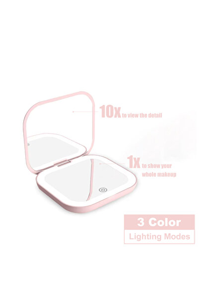 Choice مرآة صغيرة وردية اللون مدمج ، تكبير 1X/2X، قابلة للطي، محمولة باليد، م...
