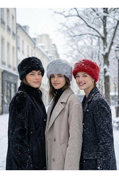 LAGRANZE Kışlık Peluş Kadın Şapka 3’lü Set