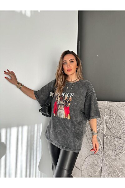 Zerrincan Giyim Antrasit Dogue Yıkamalı Tshirt