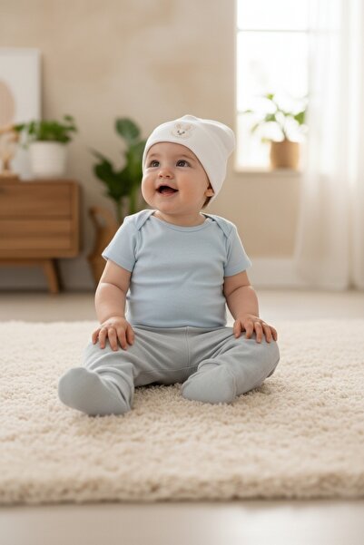 Kayra Combed Cotton Baby Hat, Pack of 2, Cream Color