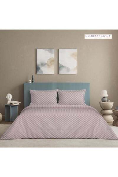 MULBERRY LIVING 100% Cotton -300 TC Urban Grid 4 Piece Duvet Set