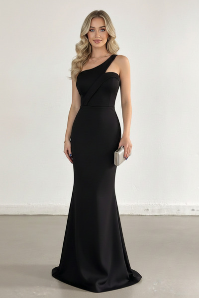 İntive Lingerie Women's Scuba Fabric Cross Collar Strap Fish Dress Evening Dress