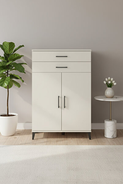 EnTrendMobilya Luna Dolap 2 Raflı 2 Çekmeceli 2 Kapaklı Aytaşı Gardırop