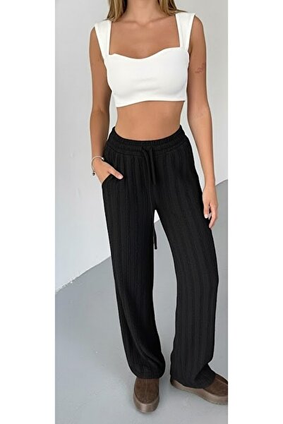 THEBEK Kışlık Fırfır Modal Cepli Plazzo Pantolon