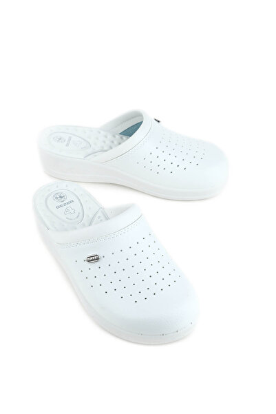 GEZER 4768 Sabo 4 Point White Orthopedic Doctor Chef Slippers 4768 Sabo
