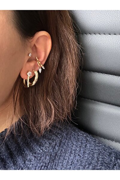 DGK COLLECTİON 14K gold renk,altın kaplama.2'li tasarım earcuff