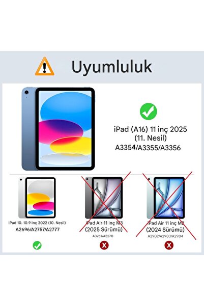 UnDePlus iPad 11.Nesil A16 11inç/10.Nesil 10.9inç Kılıf Simli Işıltılı Parlak Grafiti Şeffaf Kalem Bölmeli