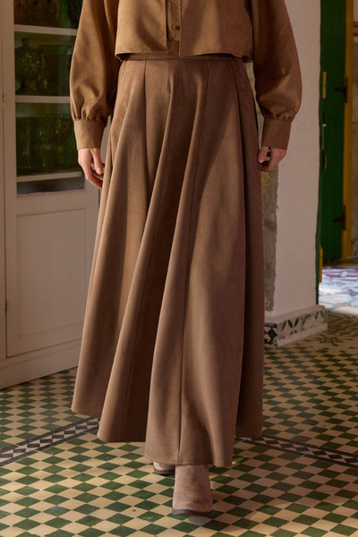 ZÜLAYS Kloş Süet Etek Taba