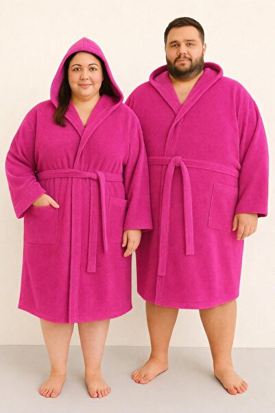 MODELHOME Fuchsia Colored Mega Oversized Unisex 100% Cotton Hooded Luxury Bat...