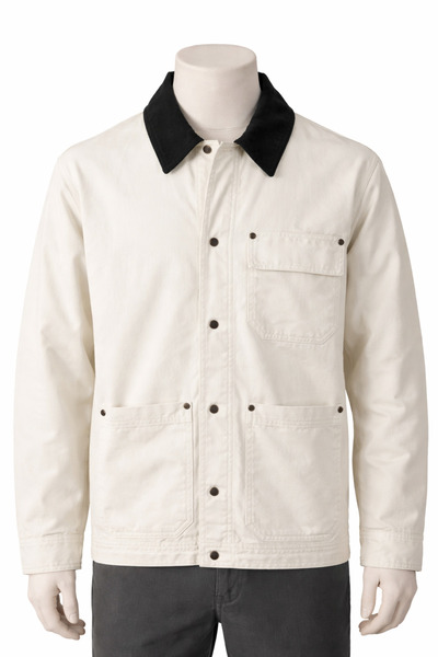 OEM Men's denim jacket, white with black collar