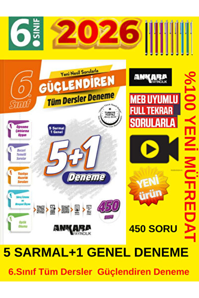 Ankara Yayıncılık 6.Sınıf Deneme Sınavı Güçlendiren Tüm Dersler %100 Yeni Müf...