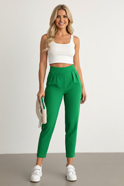 KHİ-ZAİ Women's Imported Crepe Full L Stretch Fabric Carrot Pants