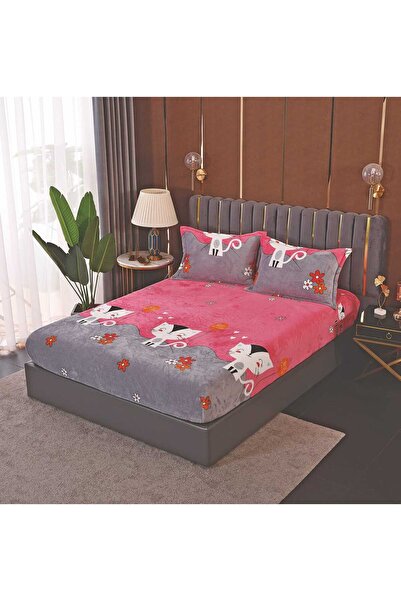 trendyhome Husă de pat Cocolino cu elastic, 3 bucăți – 180×200 cm, model pisi...