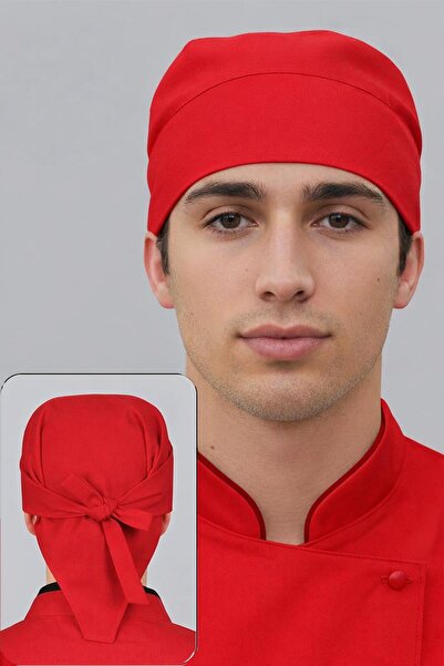 Üniformanya Red Tie-Back Chef Cooking Bandana Model Variations