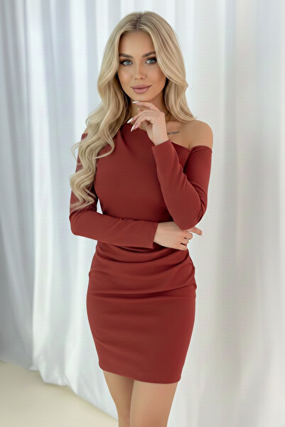 KHİ-ZAİ Women's One Shoulder Asymmetrical Cut Bodycon Dress