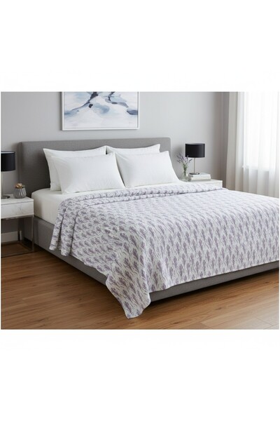 Comfort Craft Ποιοτικό κάλυμμα κρεβατιού με τύπωμα στρώσεων μονό - Λεβάντα Μω...