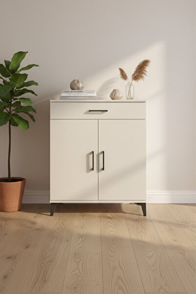 EnTrendMobilya Silva Şifonyer: Tek Çekmeceli, 2 Kapaklı, Aytaşı Renk - 88x30x...