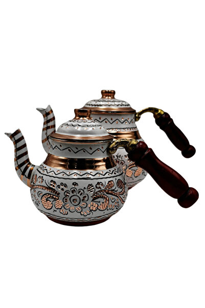 Generic طقم أباريق شاي تركية مصنوعة يدوياً - قطعتان، يمكن استخدامهما معاً أو ...