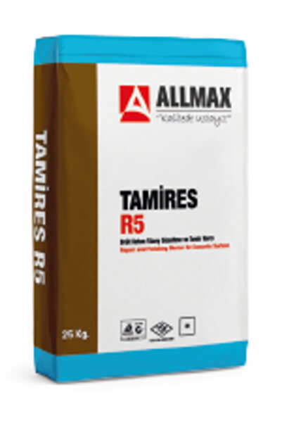 ALLMAX TAMİRES R5 Brüt Beton Yüzey Düzeltme ve Tamir Harcı Gri 25 kg (ALLMAX....
