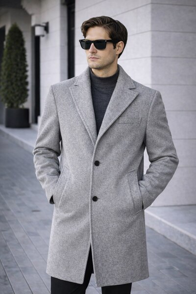 BASEL.CO Men's Italian Cut Long Cashmere Coat