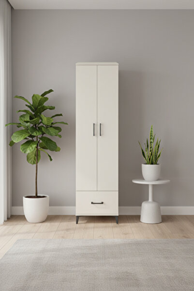 EnTrendMobilya Silva Dolap 5 Raflı Çekmeceli 60x30x221 Aytaşı - Fonksiyonel v...