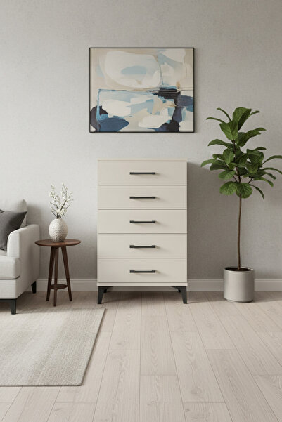 EnTrendMobilya Silva Komodin 5 Çekmeceli 60x30x96 Aytaşı Komodin