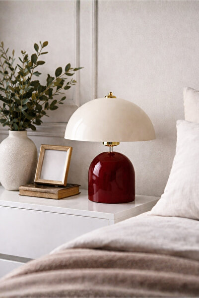 HOMİNG Alabama Krem Wine Red Mantar Abajur 242417