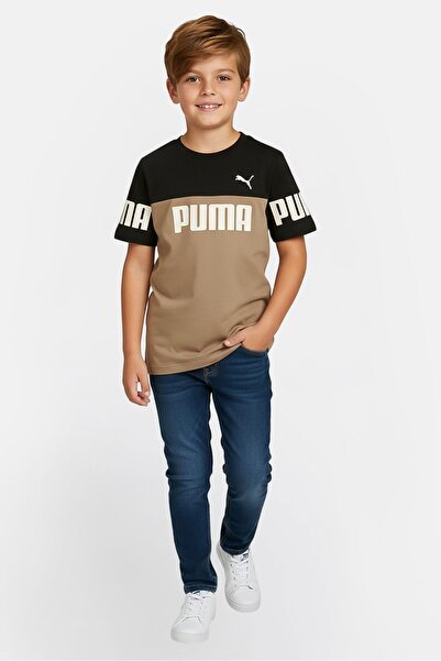 Puma Kids Boy Sportswear Fit Short Sleeve Outdoor T-Shirt, Brown