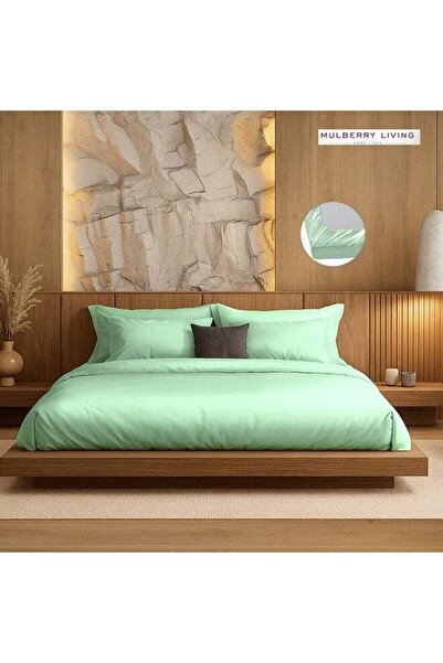 MULBERRY LIVING طقم ملاءات سرير كوين من الساتان الحريري الصناعي بلون التوت ال...