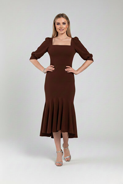 İntive Lingerie Rochie de damă din țesătură crep decolteu pătrat cu mâneci ba...