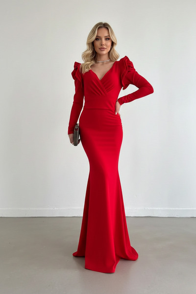 İntive Lingerie Women's Shoulder Detail Long Sleeve Belted Maxi Length Import...