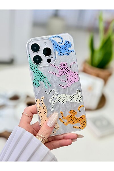 Go Aksesuar iPhone 16 Promax Compatible Shine Colorful Leopard Color Gradient...