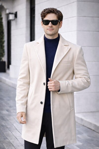 BASEL.CO Men's Italian Cut Long Cashmere Coat