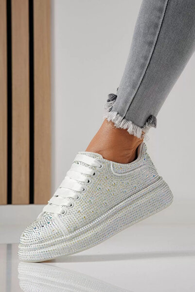 Zaira Adidasi dama albi din material textil Alexia #24008 - 40