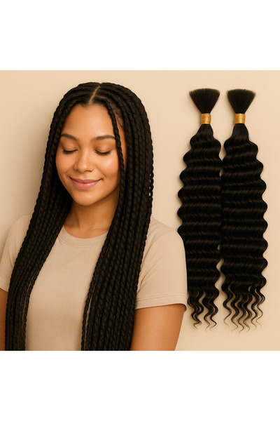 Mane Attraction 18-Inch Deep Wave Human Braiding Hair - 12A Brazilian Ombre H...