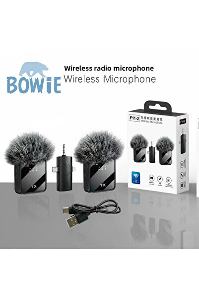 Bowie Kablosuz 2 li mikrofon seti yaka mikrofonu röpörtaj konuşma için influe...