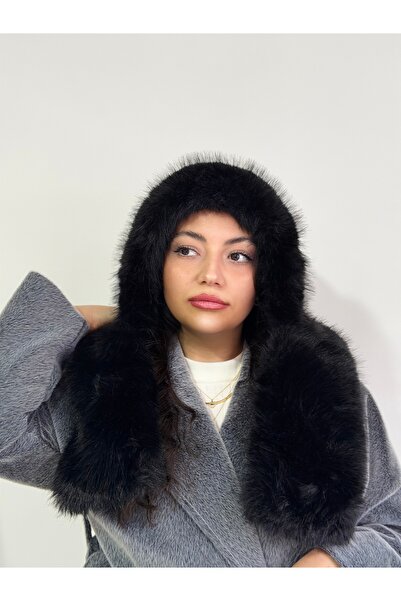 Blackbird Luxe Kürk Detaylı Kapüşonlu Boyunluk