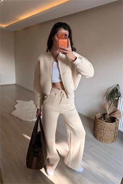 Neşeli Butik Set de trening pentru femei supradimensionat cu 3 buzunare pentr...