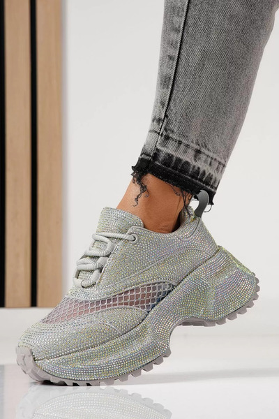 Zaira Γυναικεία γκρι πάνινα παπούτσια από οικολογικό δέρμα σουέτ Gabriela #24...