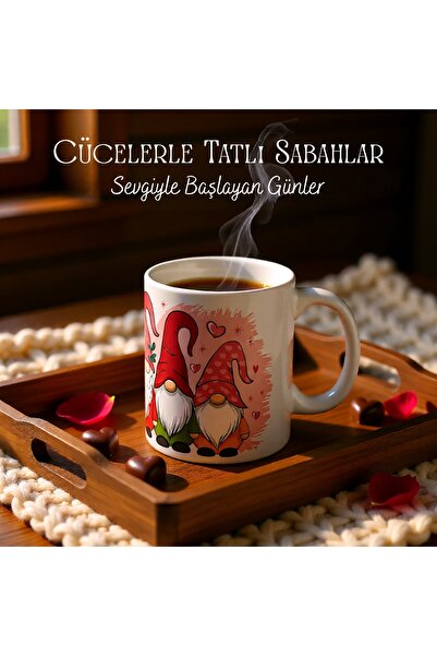 Tişört Kodu Sevimli Aşk Cüceleri Porselen Kupa – Kalp Temalı Tasarım