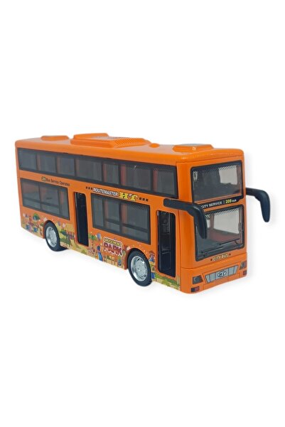 Can Ali Toys Sesli Işıklı Çift Katlı Otobüs 20 cm - Turuncu