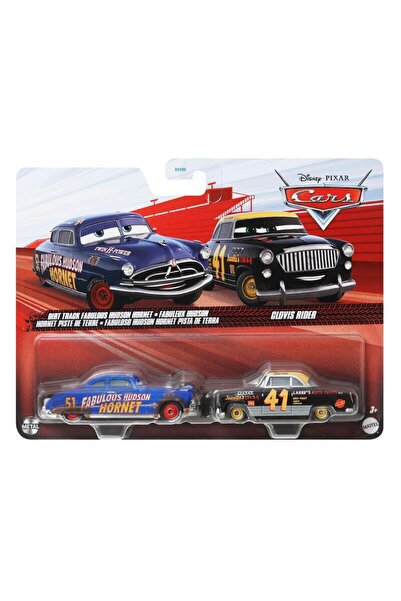 DİSNEY CARS İkili Karakter Araçlar Dirt Track Fabulous Hudson Hornet & Clovis...