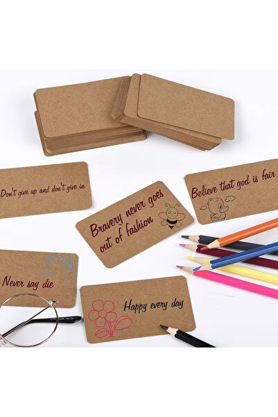 Örün Matbaa Kraft Oval Baskısız Flash Card Kartvizit Not Kağıdı 100 ADET 8,5x...