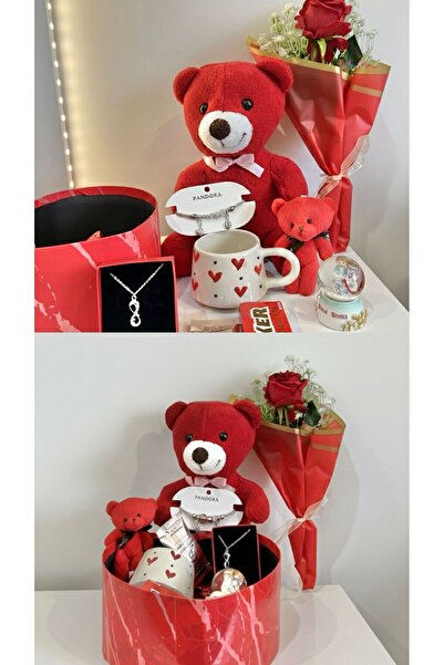 elovya sevgililer gününe özel hediye kutusu ayıcık aşk yazılı sonsuzluk kolye...