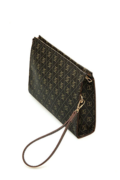 Zeyne Zyn04 حقيبة كلاتش نسائية بنية اللون مطبوع حقيبة يد أنيقة للاستخدام اليومي