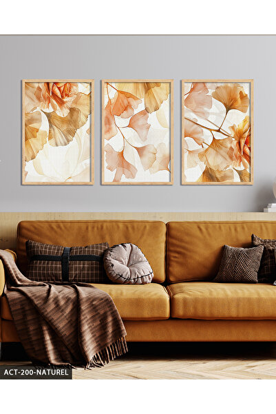 Evinemoda Trandafir cu aspect de acuarelă, tablou înrămat pe lemn din 3 piese...