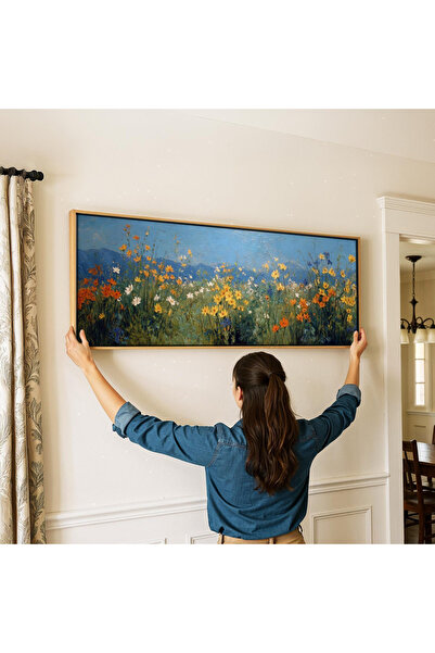 woodhomeworks Tek Parça Gerçek Ahşap Yatay Panorama Çerçeveli Tablo vintage ç...