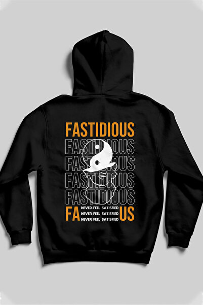 Cool mans Hanorac negru unisex Fastidious - Hanorac cu glugă cu design specia...