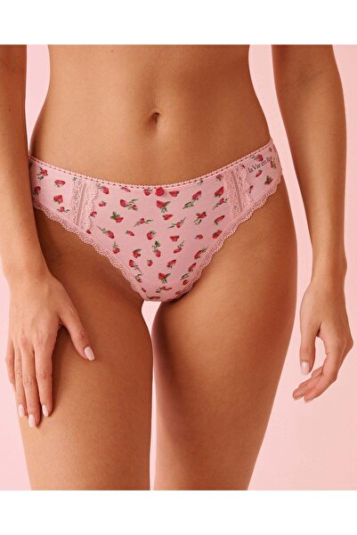 La Vie en Rose سروال داخلي من القطن والدانتيل